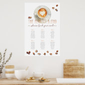 Coffee Theme Seating Chart | Bridal or Baby Shower ポスター (キッチン)
