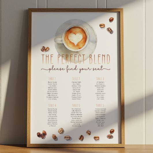 Coffee Theme Seating Chart | Bridal or Baby Shower ポスター