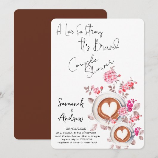 Coffee Themed Couple Shower Invitation 招待状 (正面/裏面)