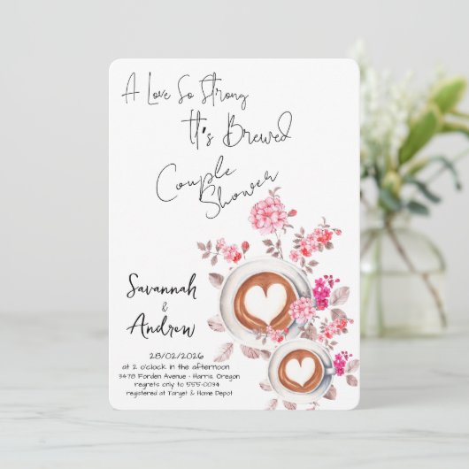 Coffee Themed Couple Shower Invitation 招待状 (スタンド正面)