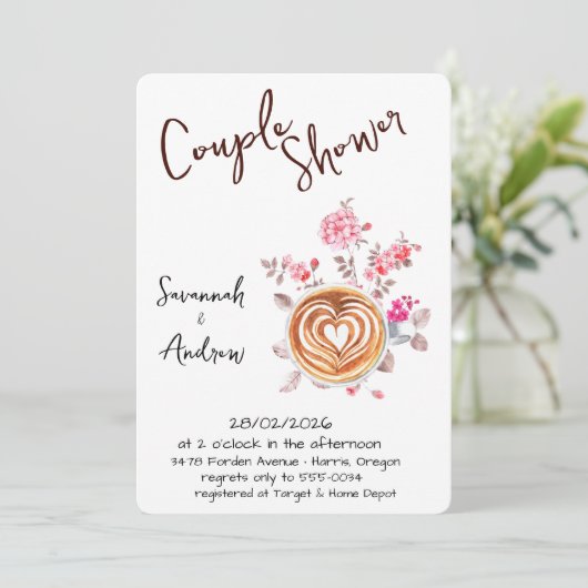 Coffee Themed Couple Shower Invitation 招待状 (スタンド正面)