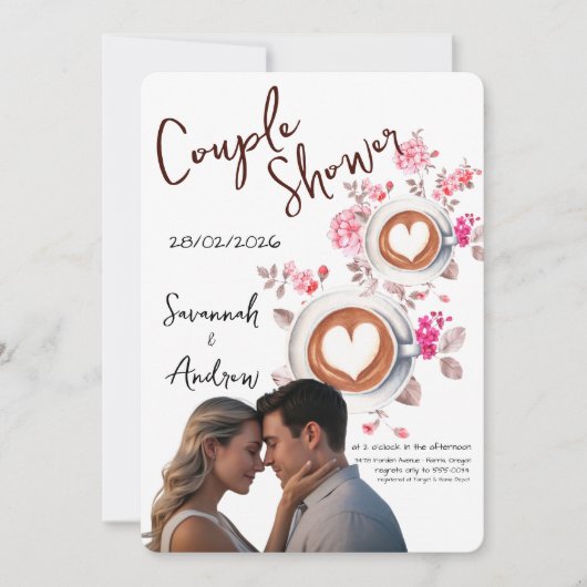 Coffee Themed Couple Shower Invitation 招待状 (正面)