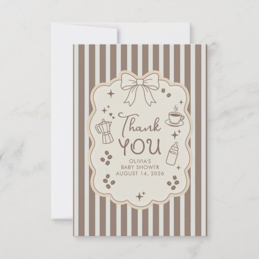 Coffee Themed Whimsical Baby Shower サンキューカード (正面)