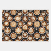 Coffee Themed Wrapping Paper Flat Sheet Set of 3 ラッピングペーパーシート (正面2)
