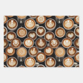 Coffee Themed Wrapping Paper Flat Sheet Set of 3 ラッピングペーパーシート (正面)
