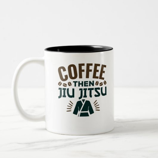 Coffee Then Jiu Jitsu BJJ Jiujitsu ツートーンマグカップ (左)