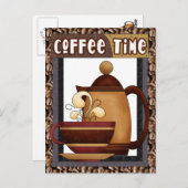Coffee Timeおもしろい漫画はがき ポストカード (正面/裏面)