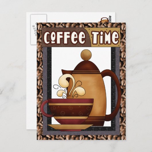 Coffee Timeおもしろい漫画はがき ポストカード (正面/裏面)