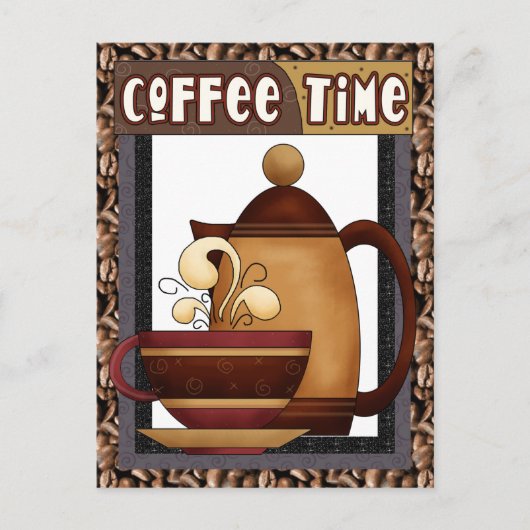 Coffee Timeおもしろい漫画はがき ポストカード (正面)