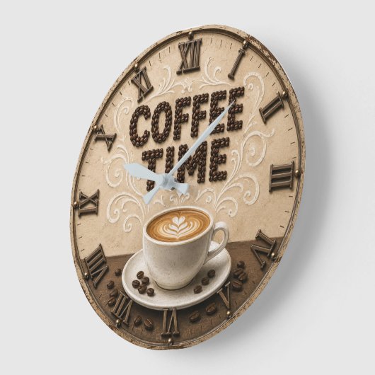 Coffee Time ラージ壁時計 (傾斜)