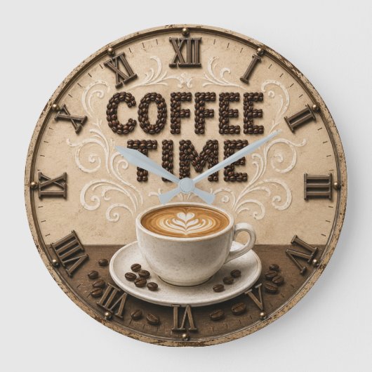 Coffee Time ラージ壁時計 (正面)