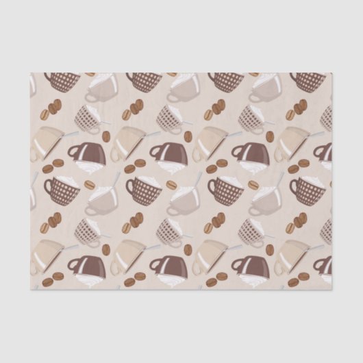 Coffee Time Cups Brown Grains Caffeine Lover Drink 薄葉紙 (正面)