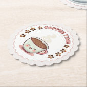 Coffee Time Cute Kawaii Coffee Cup Coaster ペーパーコースター (アングル)