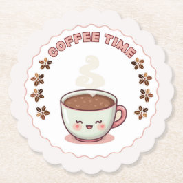 Coffee Time Cute Kawaii Coffee Cup Coaster ペーパーコースター