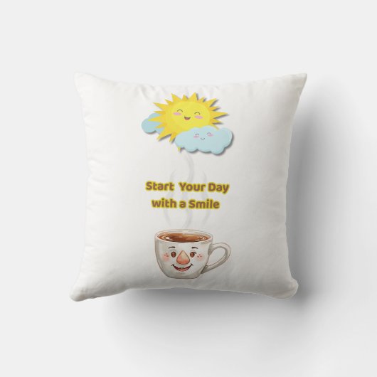 Coffee Time – Cute Smiling Cup クッション (裏面)