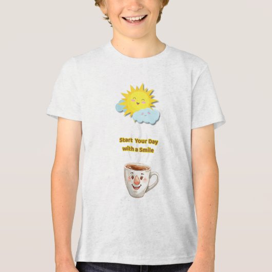 Coffee Time – Cute Smiling Cup トライブレンドＴシャツ (正面)