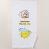 Coffee Time – Cute Smiling Cup ビーチタオル (正面)