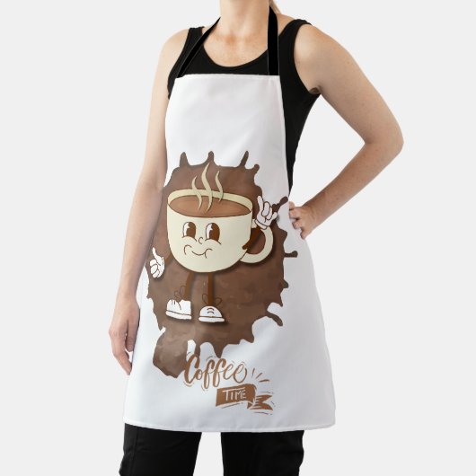 **Coffee Time – Cute Smiling Cup Steam エプロン (インサイチュ)