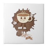 **Coffee Time – Cute Smiling Cup Steam  タイル (正面)