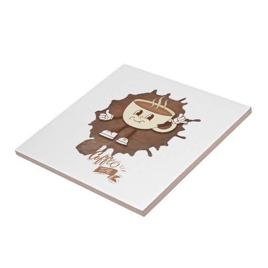 **Coffee Time – Cute Smiling Cup Steam  タイル (側面)