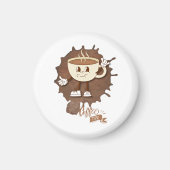 **Coffee Time – Cute Smiling Cup Steam  マグネット (正面)