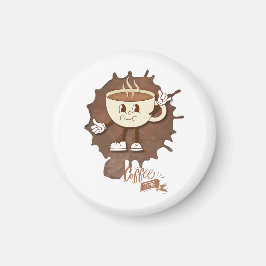 **Coffee Time – Cute Smiling Cup Steam  マグネット