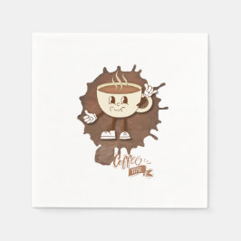 Coffee Time – Cute Smiling Cup with Heart Steam &  スタンダードカクテルナプキン