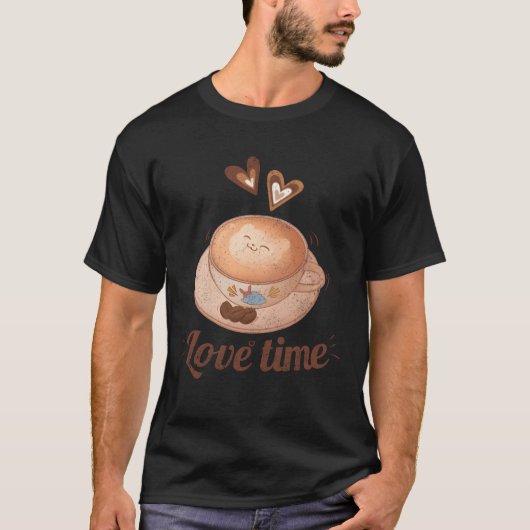 coffee time is love time funny kawaii coffee frien tシャツ (正面)