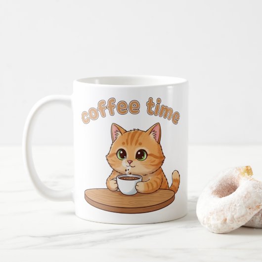 Coffee Time Kitty Mug | Gift For Cat Lovers コーヒーマグカップ (ドーナツ)