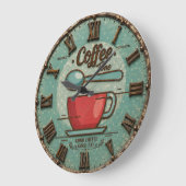 Coffee Time Vintage Farmhouse Coffee Bar ラージ壁時計 (傾斜)