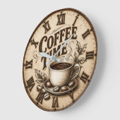 Coffee Time Vintage Rustic ラージ壁時計 (傾斜)