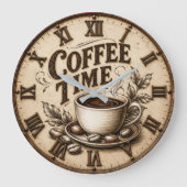 Coffee Time Vintage Rustic ラージ壁時計 (正面)