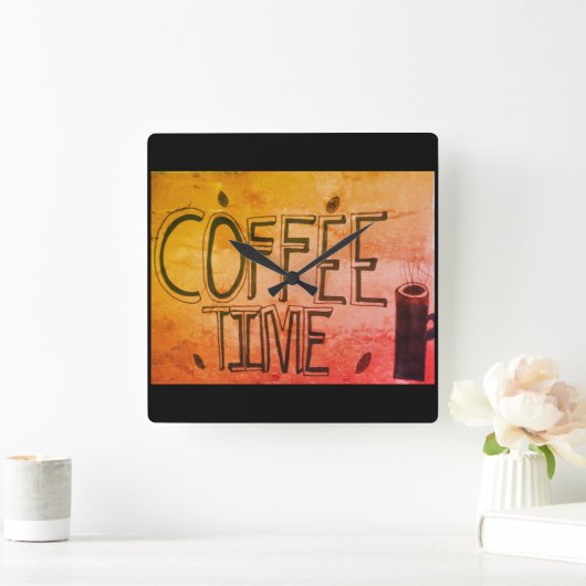 Coffee Time Wall Clock スクエア壁時計 (ホーム)