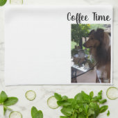 Coffee Time with a Cute Sheltie! キッチンタオル (折り畳み)