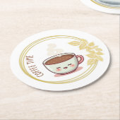 Coffee Time with Gold Leaf Coaster ラウンドペーパーコースター (アングル)