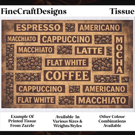 Coffee Typography Rustic Burlap Word FC5 Decoupage 薄葉紙