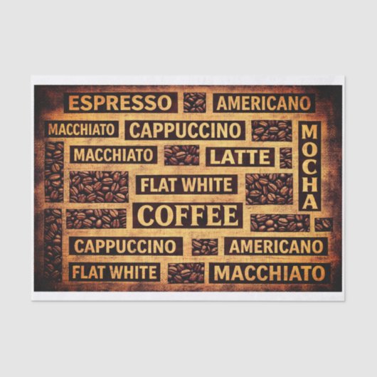 Coffee Typography Rustic Burlap Word FC6 Decoupage 薄葉紙 (正面)