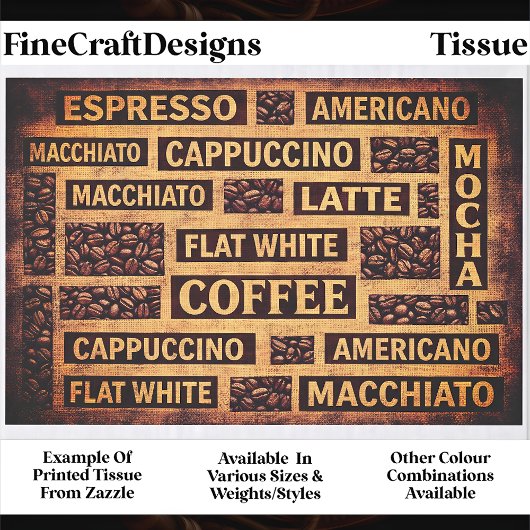 Coffee Typography Rustic Burlap Word FC6 Decoupage 薄葉紙