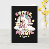 Coffee Unicornが魔法 カード (黄色い花)