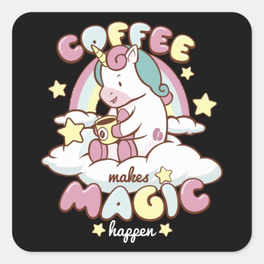 Coffee Unicornが魔法 スクエアシール (正面)
