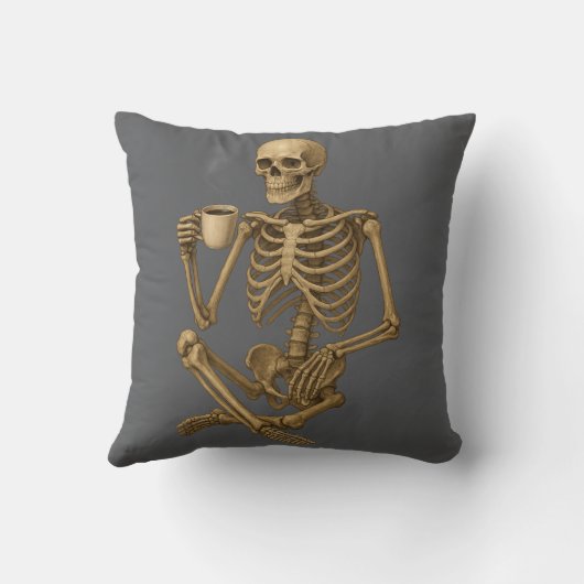 Coffee Until Death – Skeleton Coffee Time クッション (裏面)
