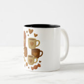 Coffee Valentine Day Love Knitted Hearts Hugs ツートーンマグカップ (正面右)