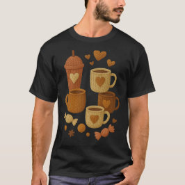 Coffee Valentine Day Love Knitted Hearts Hugs Tシャツ