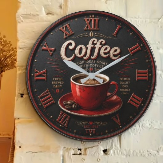 Coffee Vintage Latte ラージ壁時計