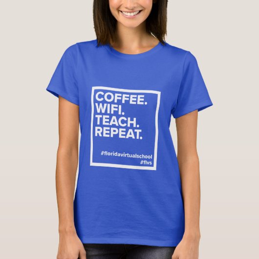 Coffee.Wifi.Repeat教え...女子Tシャ王室のツ Tシャツ (正面)