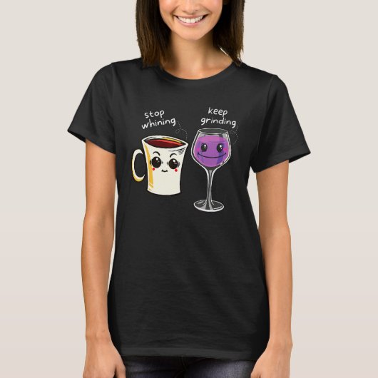 Coffee Wine Couples Romantic Dating Humor Tシャツ (正面)