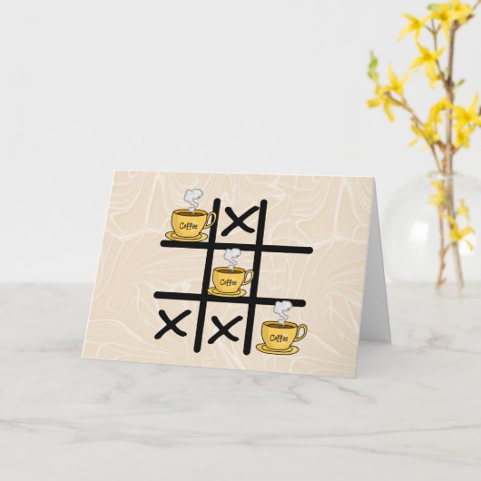 Coffee Wins Tic Tac Toe Greeting Card カード (黄色い花)