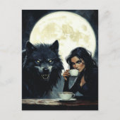 Coffee With the Wolf during a full moon ポストカード (正面)