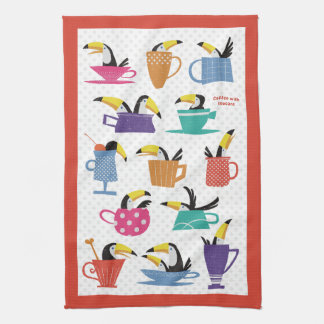 Coffee with Toucans キッチンタオル