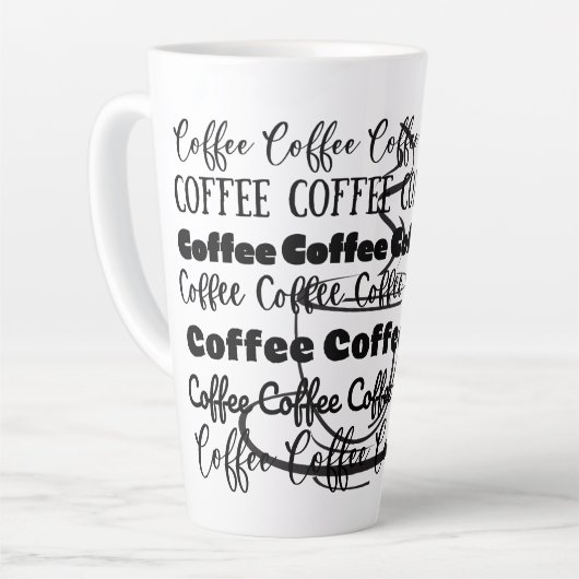 Coffee Word Art Design カフェラテマグ (左アングル)